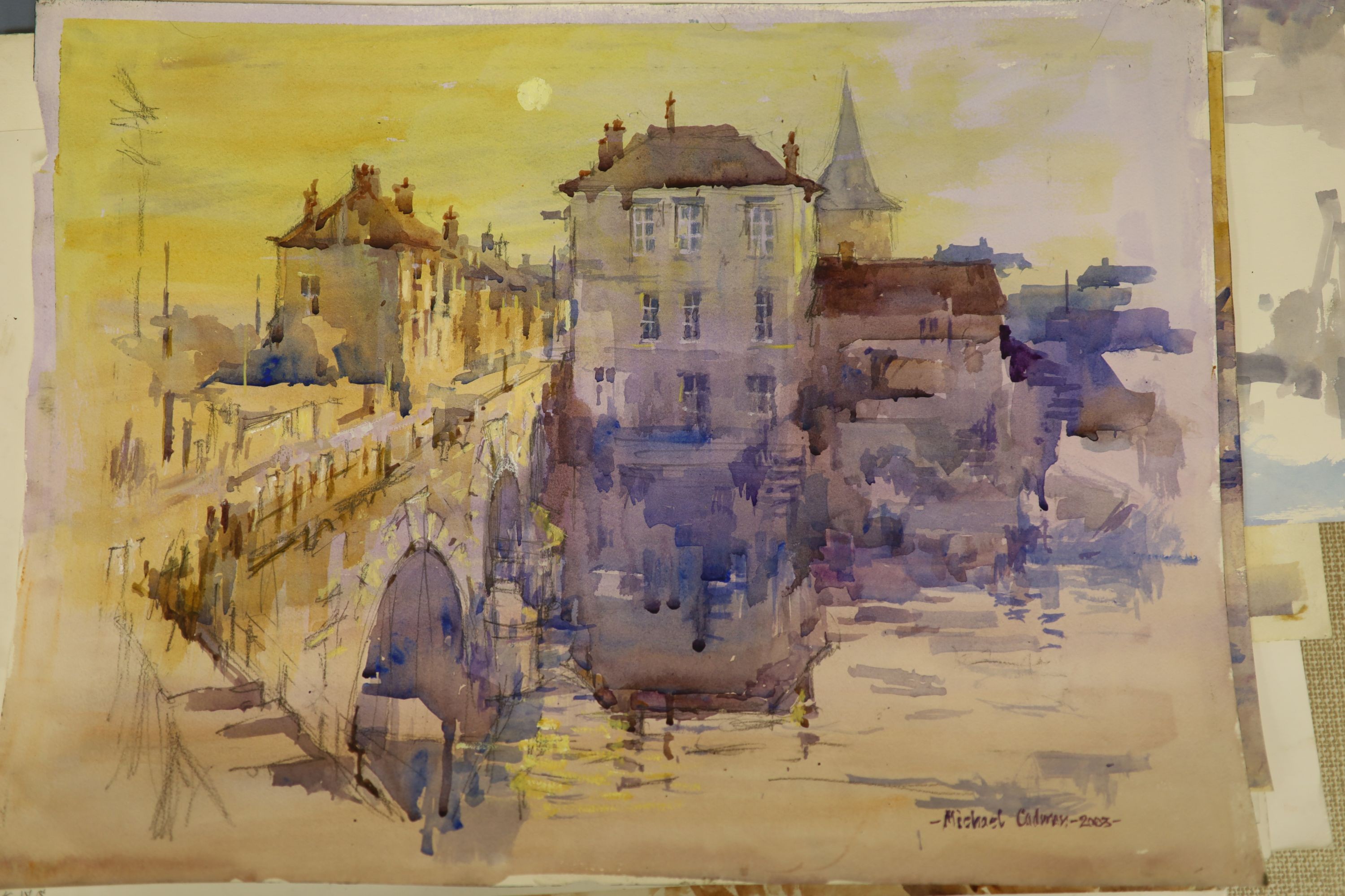 Michael Cadman (1920-2010), a group of assorted watercolours, mostly topographical scenes c.1995 to 2003, largest 46 x 61cm, one framed, the others unframed